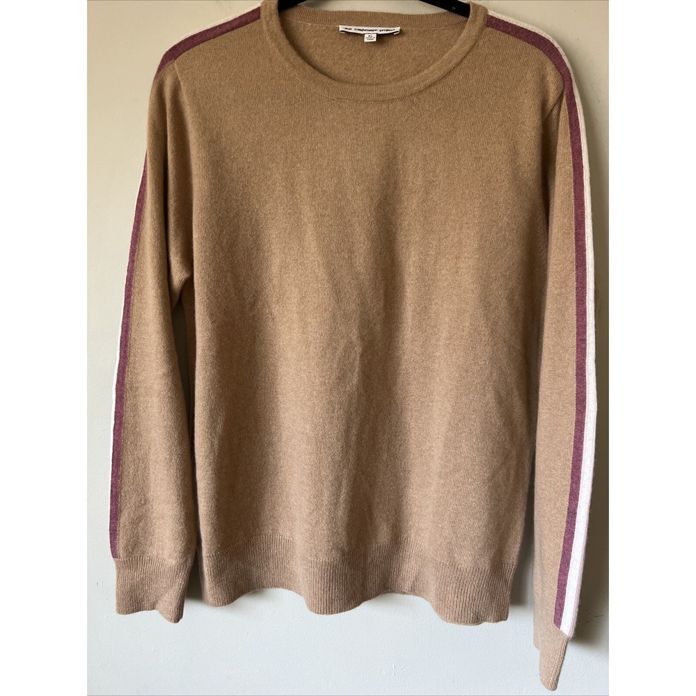 The Cashmere Project Size XL Women's Sweater with Stripe Camel Tan Knit